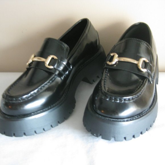 ASOS Shoes - NWOB ASOS DESIGN Black Patent Chunky Platform Horse Bit Loafer Shoe Size 6
